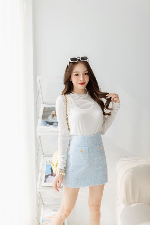 dewishes-tweed-skirt-กระโปรงสั้น-ผ้าทวีท