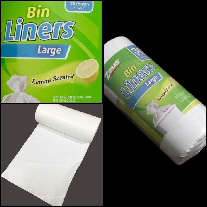 Lemon Scented Bin Liners Trash / Garbage Bags 30packs Large Lazada PH
