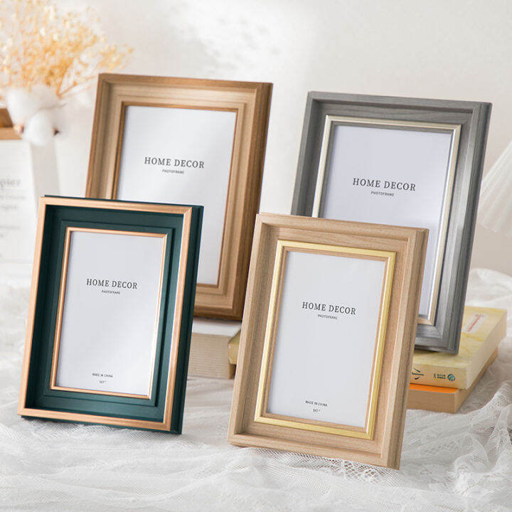 Hoyaa Wooden Photo Frame with Stand Gold Green for 4r/6r Picture A4