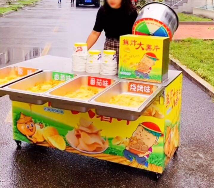 Fresh Fried Big Potato Chips Machine Celebrity Deep Frying Pan