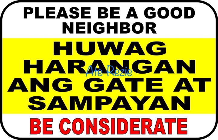 Huwag Harangan Ang Gate At Sampayan Pvc Signage 78x11 Inches Lazada Ph 5596