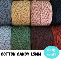 เชือกทอกลม Cotton cord 1.5mm100g.Candy yarn. สำหรับถักโครเชต์ นิตติ้ง ถักกระเป๋า