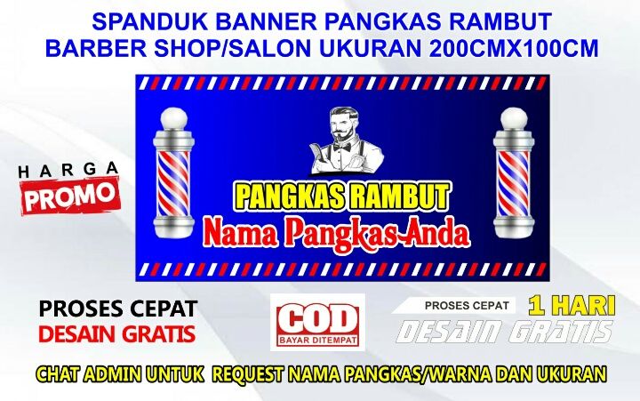 Spanduk Banner Pangkas Rambutbarber Shopsalon Ukuran 200cmx100cm Lazada Indonesia 