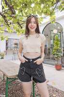 21210  ขาสั้น mini short black color high waist