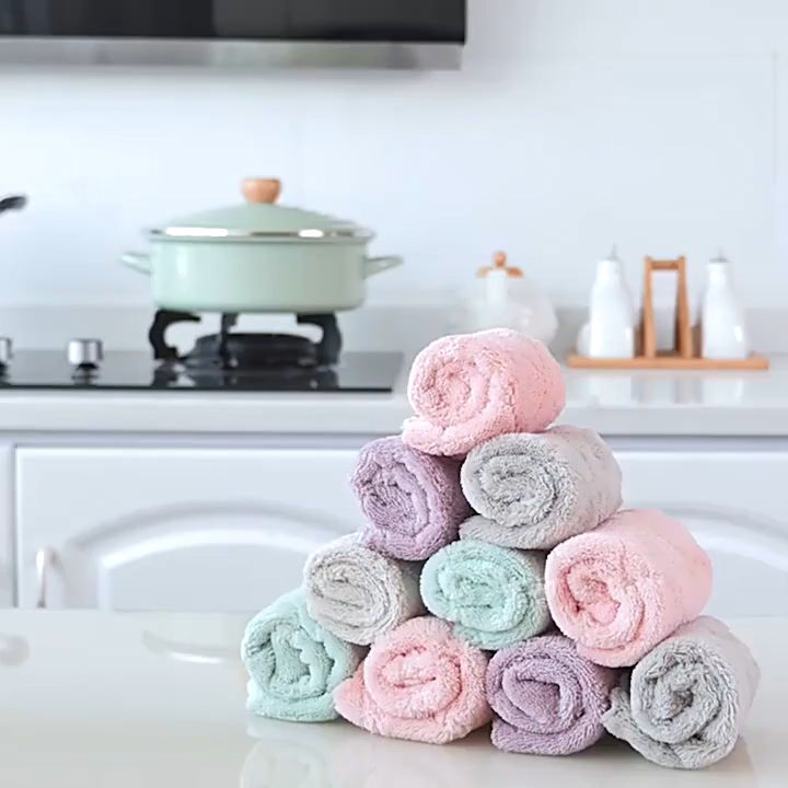 10pcs Microfiber Towel Absorbent Kitchen Cleaning Cloth Non-stick