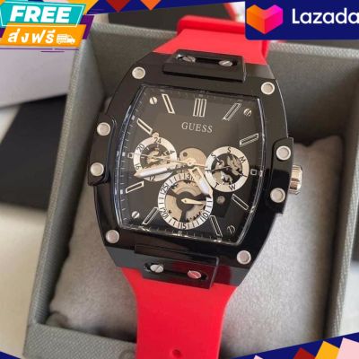 ประกันศูนย์ไทย  นาฬิกาข้อมือ Guess Phoenix Multifunction Quartz Watch Black Case Red Silicone GW0203G4 43mm