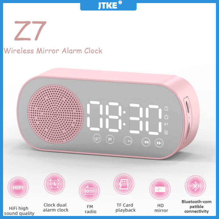 Z7 Digital Wireless Bluetooth Speaker Mirror Waterproof Alarm Clock