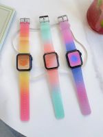 รุ่นใหม่ 2022 พร้อมส่ง สายยางสีใส สไตล์ Jelly สีรุ้งสดใสน่ารัก ใช้ได้กับ  Smart Watch 8 7 6 5 4 3 2 1 Se Ultra และ HK9Pro Ultra8Pro HelloWatch X10 LG59Ultra T10Ultra IW9 HW68mini HW67 K7Pro X8 X12