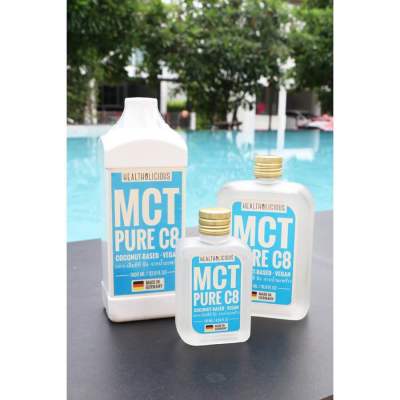 Healtholicious MCT OIL C8 PURE เอ็มซีที ออยล์ ซี8 น้ำมันมะพร้าว KETO FAT:COCONUT