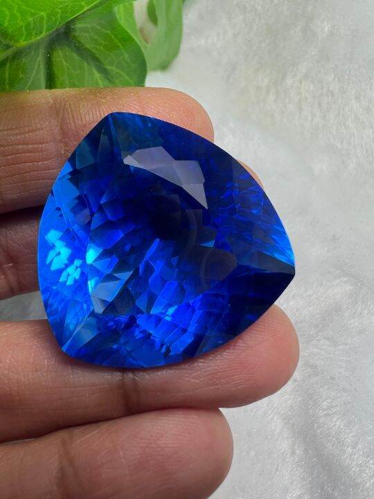 บลูโทพาสย-blue-topaz-stone-พลอย100-lab-90-กะรัต-carats-size-30x30-มิลลิเมตร-1-เม็ด-mm-รูป-trillion-สะอาด-ตา-1pcs-พลอยอัด-สีบลูโทพาส-เหลี่ยม-สัปปะรด