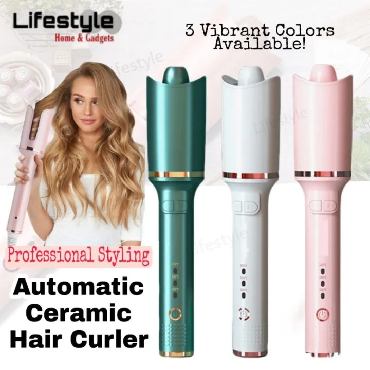 🔥🔥🔥 [SG Seller] Ceramic Automatic Hair Curler With Infused -VE ION/Wired  3-pin plug/Fast Delivery/Mother's Day Gift | Lazada Singapore