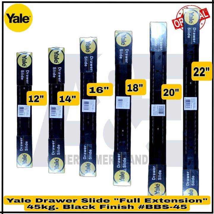 Yale Drawer Slides Guide, Full Extension BBS45 (Black Finish) 45Kg