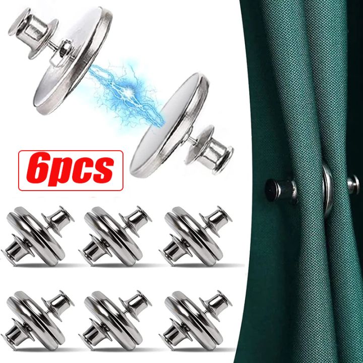 1pairs Curtain Magnetic Button Nail Free Detachable Window Curtain Close  Magnet Buckle Adjustment Curtain Clip Room Accessories - AliExpress