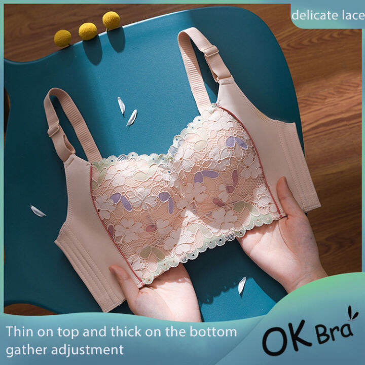 OK Bra Ladies Latex Lace Underwear No Steel Ring Beautiful Back Bra