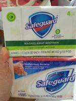 สบู่เซฟการ์ด สบู่ก้อน Safeguard ของ USA แท้100% มีเลขที่จดแจ้ง กลิ่นหอม สะอาด สดชื่น ป้องกันแบคทีเรีย. บรรจุ 4 ก้อนๆละ 113 กรัม ( ก้อนใหญ่)