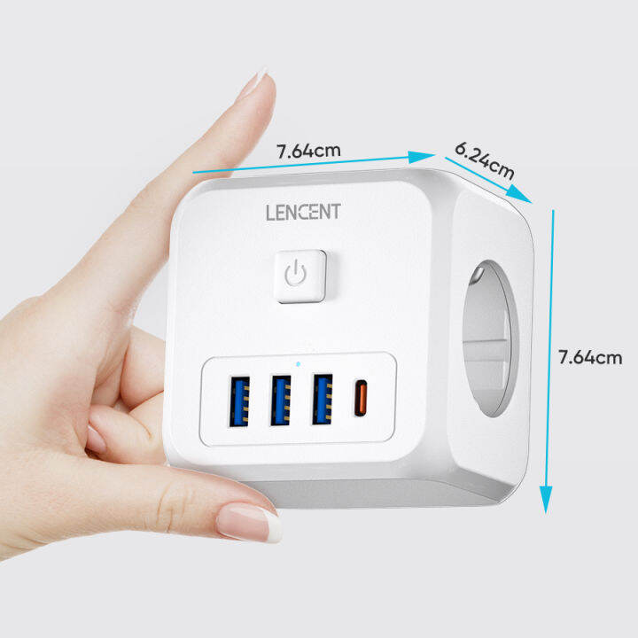 LENCENT 7 In 1 Plug Extension Cube 3 Side Design Chargerwith 3 AC