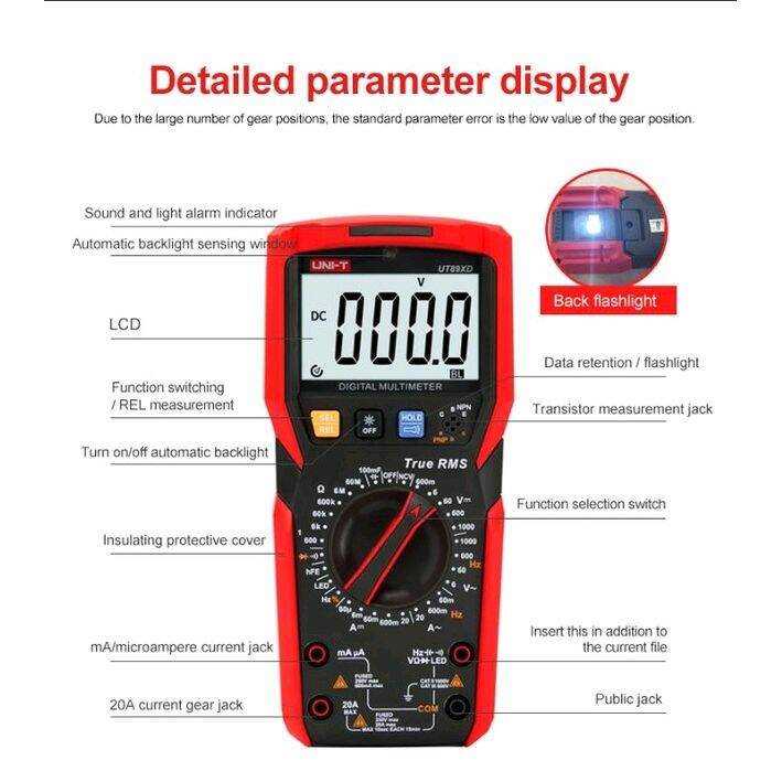 uni-t-ut89x-ut89xd-มินิมัลติมิเตอร์แบบดิจิตอล-ac-dc-โวลต์มิเตอร์ความจุเครื่องทดสอบความต้านทานtrue-rms-ncv-20a-current