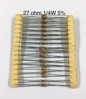 20ชิ้น 27 ohm 1/4W 5% Resistor ตัวต้านทาน 27โอห์ม 1/4วัตต์ ค่าความผิดพลาด +-5% อะไหล่อิเล็กทรอนิกส์