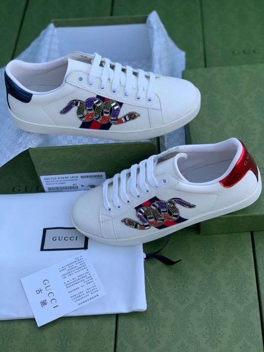 Giày Sneaker Gucci Ace DiamonSnake Gót màu 2022 Nam nữ SC 