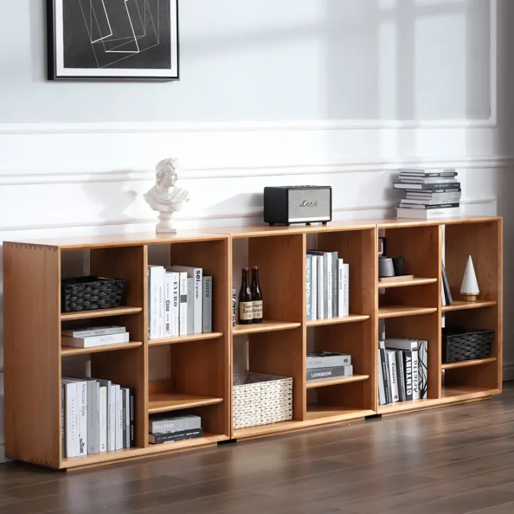Cherry Wood Solid Wood Bookshelf Simple Floor TV Living Room