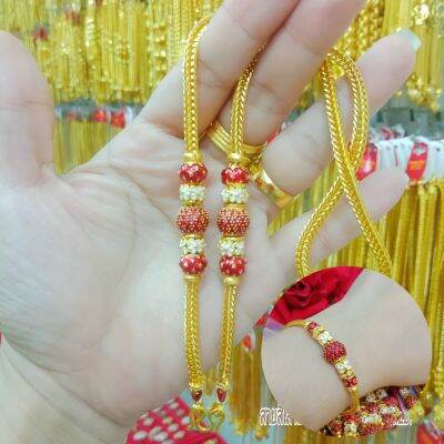 สร้อยคอ/ข้อมือ หนัก2บาท ลงยาสุโขทัยสีแดง (แถมตะขอเพิ่ม2ตัว) สั่งแล้วไม่ยกเลิกน้า