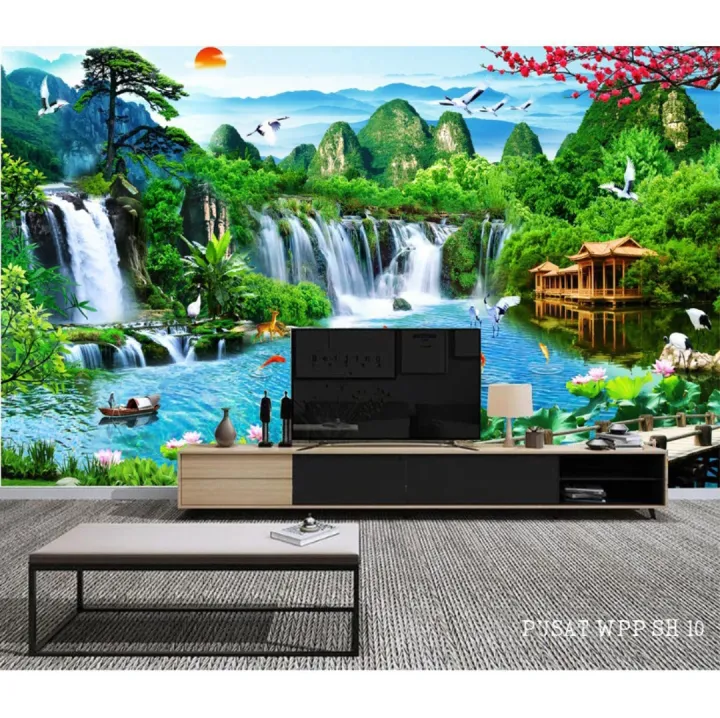 WALLPAPER PEMANDANGAN 3D TERLARIS AIR TERJUN CUSTOM | Lazada Indonesia