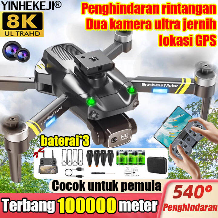 bisa terbang 800000km MINI drone kamera jarak jauh E88 PRO 8K Ultra
