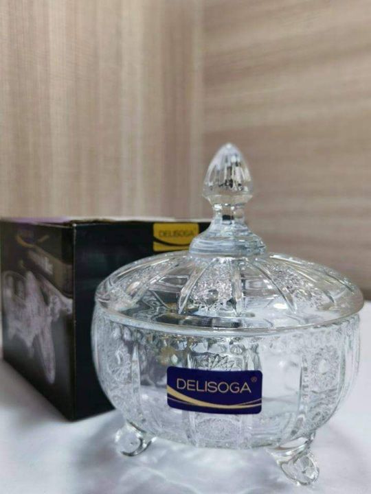 Delisoga Aesthetic Durable Crystal-Clear 3-Tire Glass Container w Lid H-312