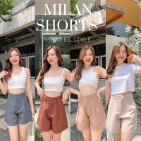 MILAN SHORTS กางเกงขาสั้นเอวสูงงาน ตะขอหน้าสีเอิร์ธโทน ทรงขาปล่อย เนื้อผ้ามิลาน จัดเลยย ?? (086)