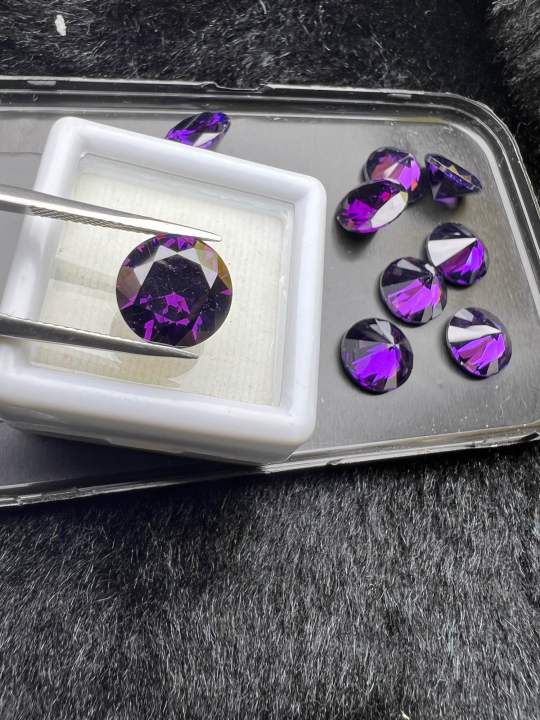 เพชร-cz-คิวบิกเซอร์โคเนีย-เพชรรัสเซีย-5-00-มิลลิเมตร-ทรงกลม-สีลาเวนเดอร์-สีม่วง-cz-synthetic-diamond-lavendor-amethyst-color-round-shape-5-00-mm-10-pcs-เม็ด