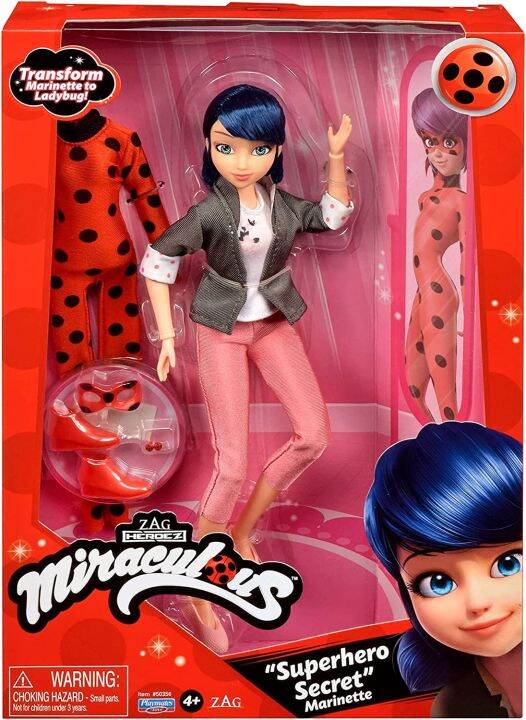 Miraculous Ladybug Superhero Secret Marinette w/Ladybug Outfit Doll ...