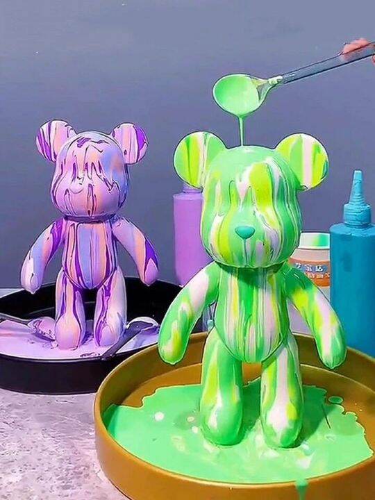 Fluid Bear Sculpture DIY Fluid Graffiti Painting Animal Model Violent