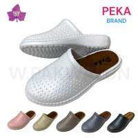 PEKA พีก้า รุ่น 12110 รองเท้าแตะพยาบาลเปิดส้น (36-41)ใส่ในโรงพยาบาลสีขาว ​  ใส่ในห้องแลป คลีนิค รองเท้าสุขภาพสำหรับผู้เป็นรองช้ำ ผู้สูงวัย