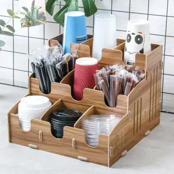 Wooden Milk Tea Cup Storage Rack