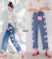 BU6414 NEW DENIM FASHION ทรงกระบอกใหญ่โบว์แถบข้าง มี3สี (มีBigsize) ?ขนาดไซล์อยู่รูปสุดท้าย