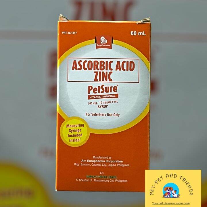 PetSure Ascorbic Acid Zinc 60 ML Lazada PH