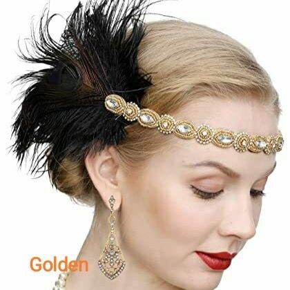 1920s Headband Feather 20s 20's Bridal Great Gatsby Flapper Headpiece Gangster - Foto 3