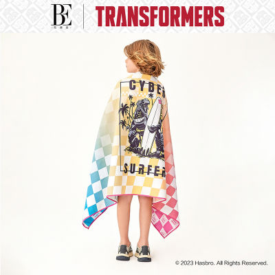 BE vandan Transformers ซีรีส์ร่วมทีเร็กซ์2023สินค้าใหม่ผ้าขนหนูอาบน้ำผ้าขนหนูชายหาดตารางหมากรุกสีรุ้ง