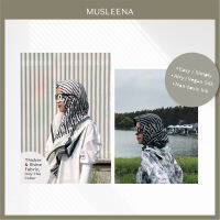 [MUSLEENA] COMMON SCARF . 2 Colours +2 More Colours. ผ้าพันคอ ผ้าคลุมผมสีเทาดำ/ขาว ลวดลายกราฟฟิคจากโลโก้มัสลีนา พิมพ์แบบปลอดสาร บรรจุในกล่องแข็งพิมพ์ทอง