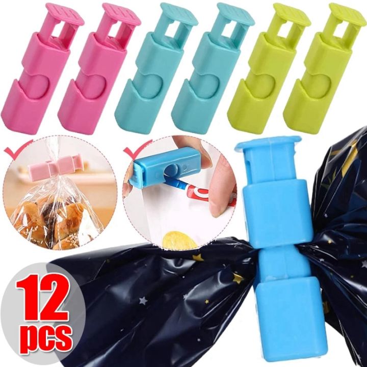 12 Pcs Bag Clips Squeeze and Lock Bread Bag Clips for Food Storage Bags