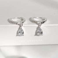 Water drop Cz Huggie Earring S925 | ต่างหูห่วงหยดน้ำCzเงินแท้92.5%