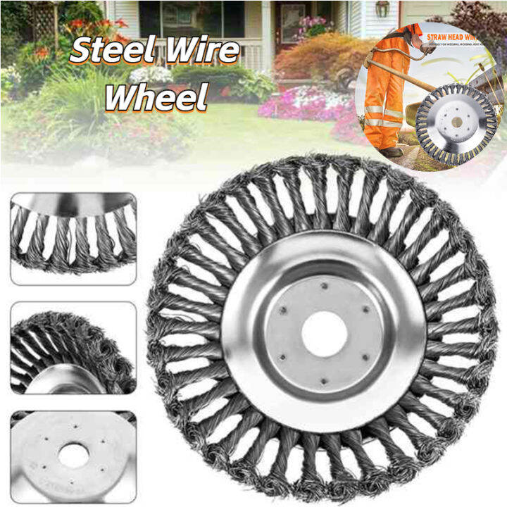 Steel Wire Wheel Garden Weed Brush Lawn Mower Grass Eater Trimmer Brush