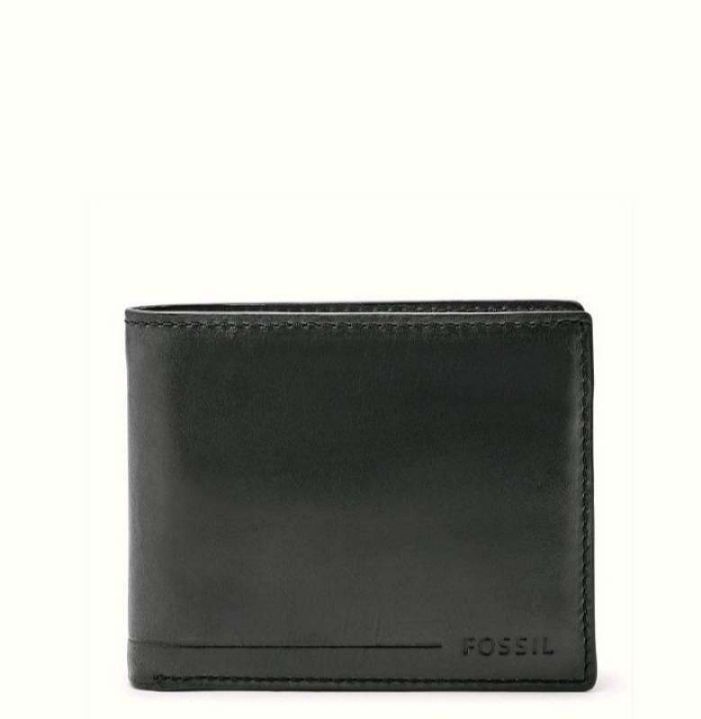 Fossil Allen RFID Passcase Black Wallet Dompet Pria Kulit