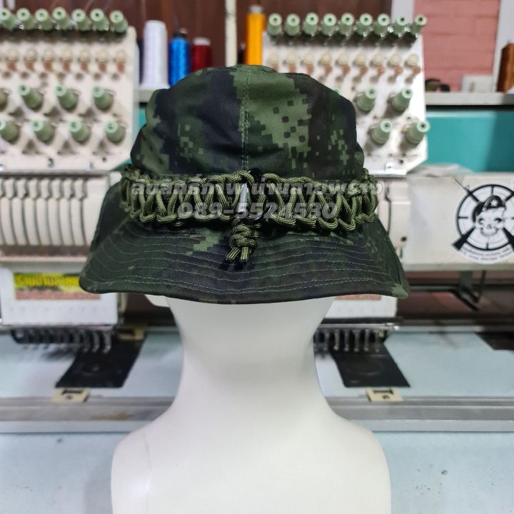 ราคาส่ง-ลด50-ของแท้-หมวกปีกสั้นพรางใหม่-ทบ-ติดอาร์มทหารทรหดเขียวดำ-ฟรีไซส์