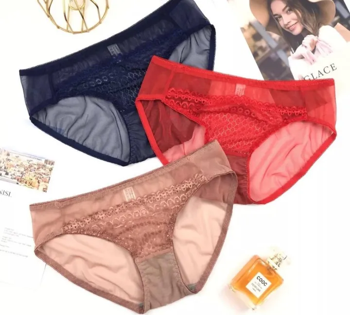 3PCS VS PANTY LACE ANTI BACTERIAL UNDERWEAR COTTON LINING PANTIES WOMEN