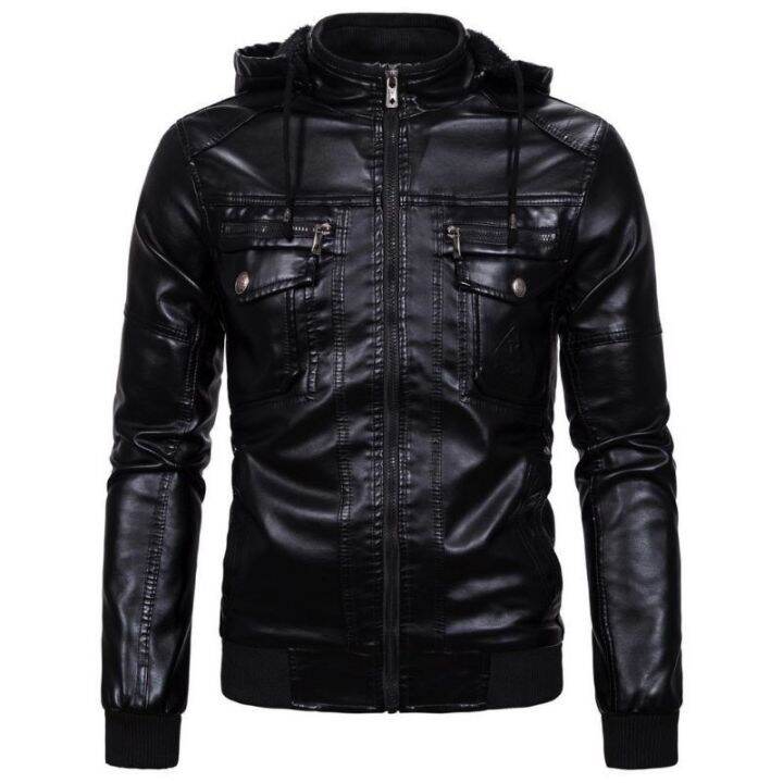 LEATHER JACKET FOR MEN WITH REMOVABLE HOOD | Lazada PH