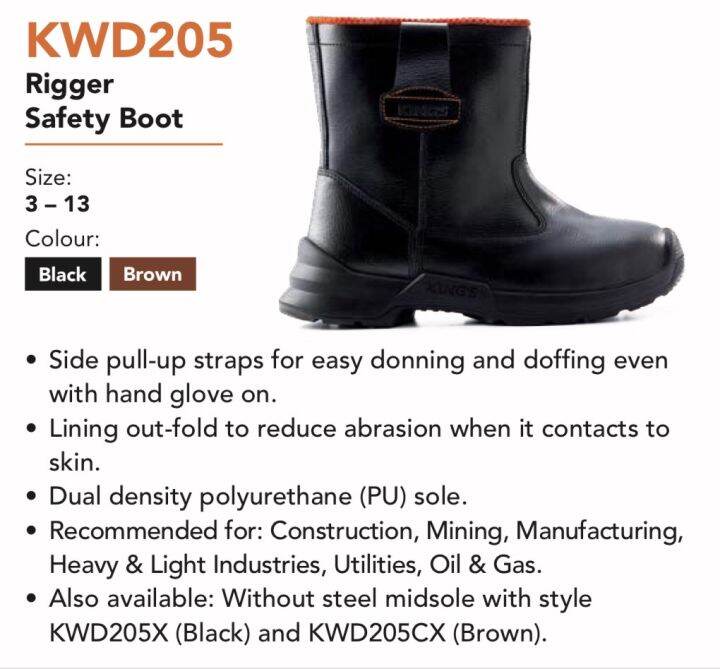 KINGS SAFETY SHOES KWD805 BOOTS BLACK （NEW MODEL KWD205) Lazada