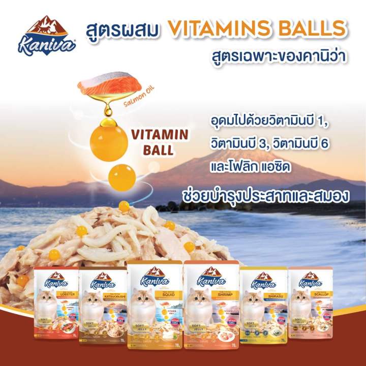 อาหารเปียกคานิว่า-kaniva-เนื้อปลาทูน่าเน้นๆ-พร้อมด้วย-vitamin-balls-พิเศษเฉพาะจากคานิว่า