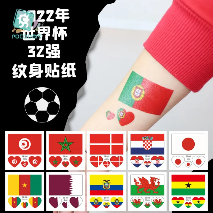 2022 World Qatar Cup All Country Flag Tattoo Sticker Fashion Easy Use