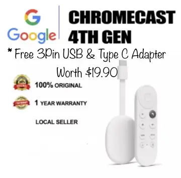Convertidor Smart TV 4K Google Chromecast 4 GA01919-US 2/8GB C